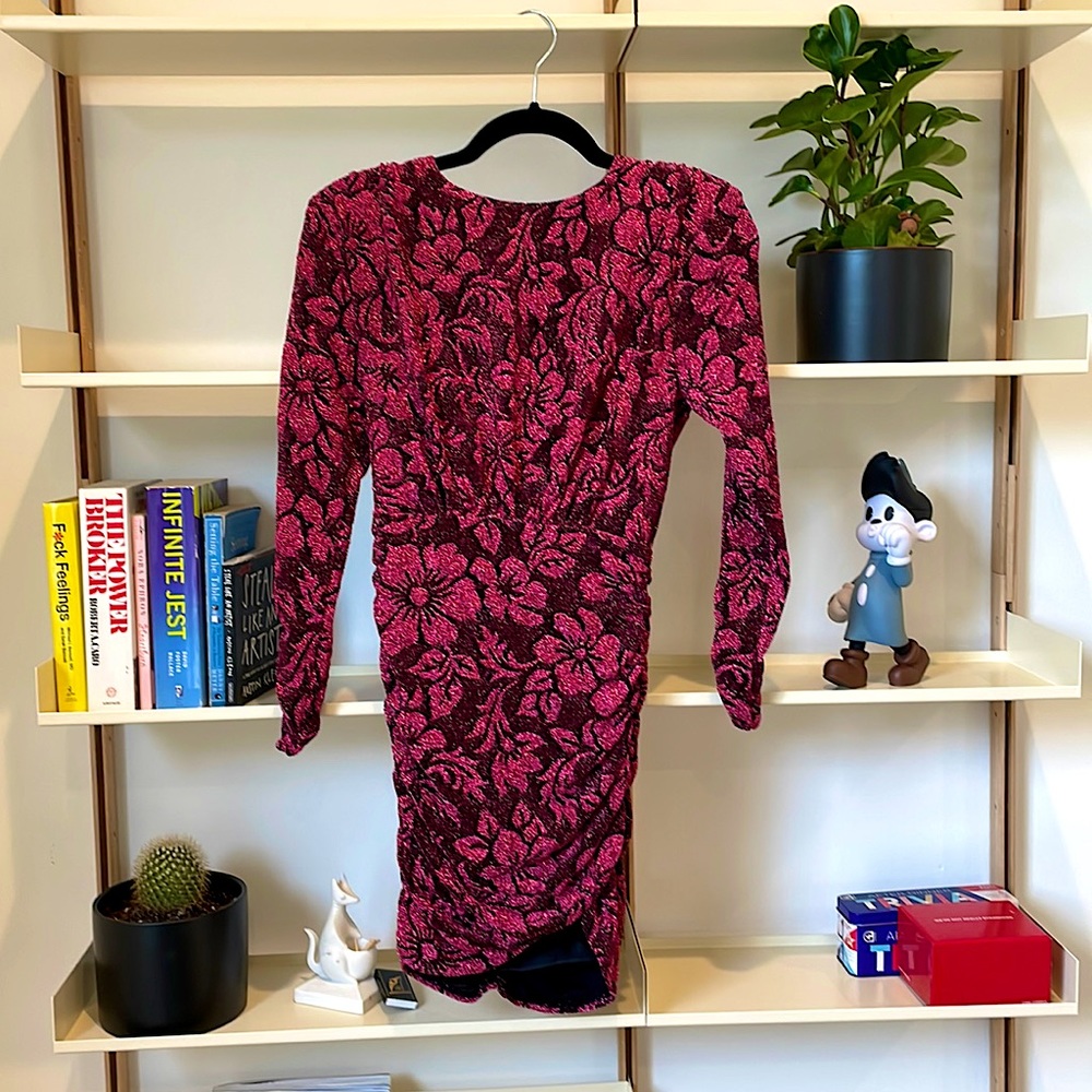 For Love and Lemons burgundy floral cutout dress